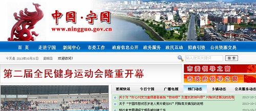 宁国市政府网站截图